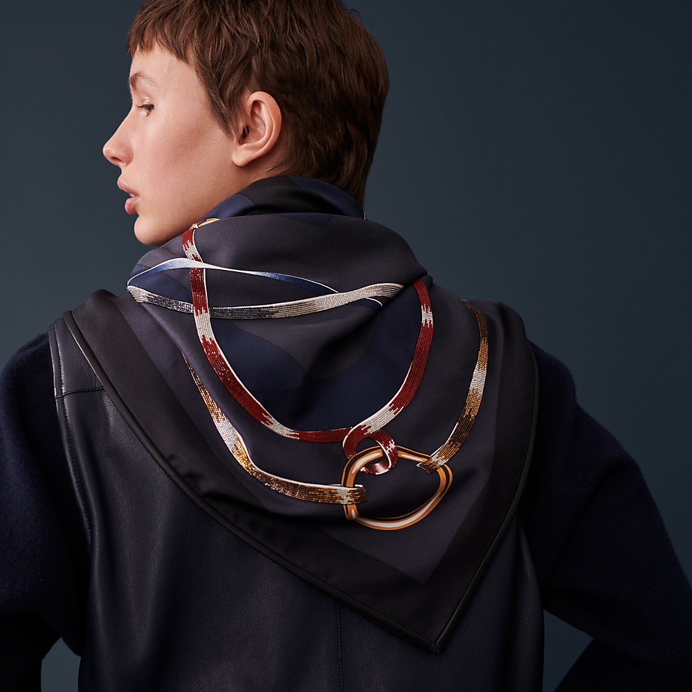 Figure artistique Exceptional embroidered scarf 90 | Hermès USA